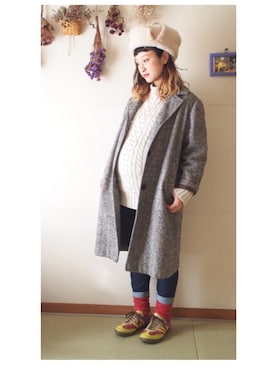 「NATAL DESIGN（ネイタルデザイン）のアイテム（帽子）」を使った、きゃんさん（レディース・155cm）の冬コーディネート