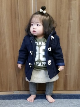 「赤ちゃん」｜「アイテム（ダッフルコート）」を使った、hima♬*ﾟさん（キッズ・70cm）の冬コーディネート