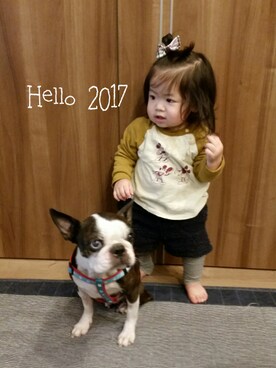 「ラグランTシャツ」｜「アイテム（ラッピングキット）」を使った、hima♬*ﾟさん（キッズ・70cm）の冬コーディネート
