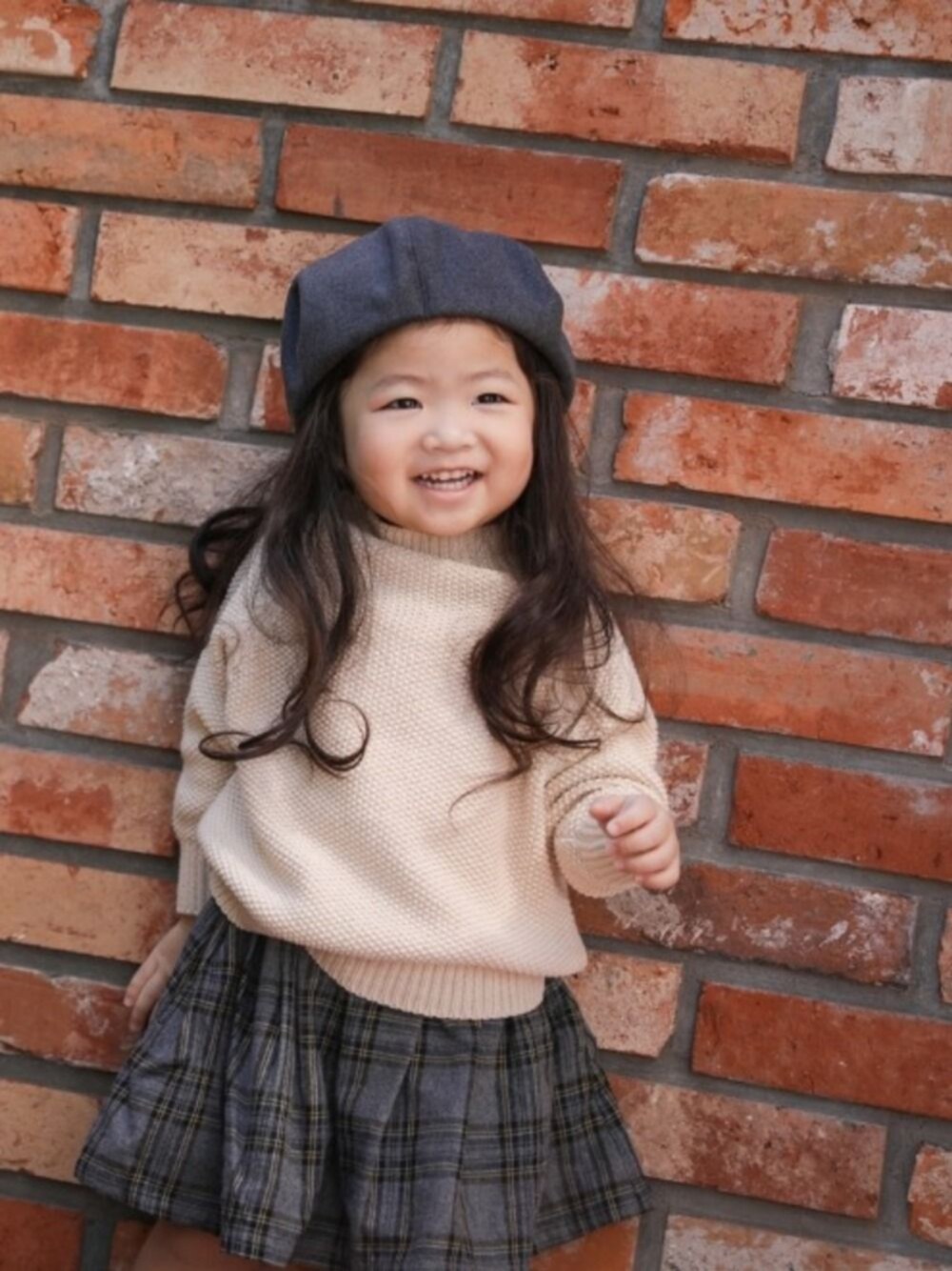 「quoti use fithのベレー帽（ハンチング/ベレー帽、グレー系）」を使った、hima♬*ﾟさん（キッズ・70cm）の秋コーディネートの1枚目の写真