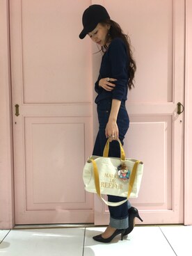 「トートバック」｜「アイテム（財布/小物）」を使った、SAKI TAKAYAMAさん（レディース・164cm）の春コーディネート