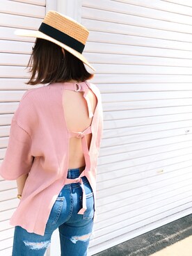 「EVRIS（エヴリス）のダメージスラッシュスキニーデニムパンツ（デニムパンツ）」を使った、Hiromiiiさん（レディース・158cm）の春コーディネート