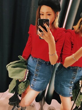 「SLY（スライ）のWOOLベレー帽（ハンチング/ベレー帽）」を使った、Hiromiiiさん（レディース・158cm）の秋コーディネート