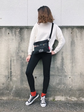 「Manhattan Portage（マンハッタンポーテージ）のUrban Lite Shoulder Bag（ショルダーバッグ）」を使った、Hiromiiiさん（レディース・158cm）の冬コーディネート