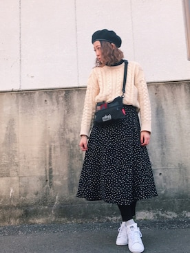 「Manhattan Portage（マンハッタンポーテージ）のUrban Lite Shoulder Bag（ショルダーバッグ）」を使った、Hiromiiiさん（レディース・158cm）の春コーディネート