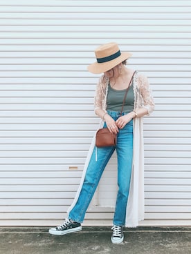 「H&M（エイチ・アンド・エム）のアイテム（ハット）」を使った、Hiromiiiさん（レディース・158cm）の春コーディネート