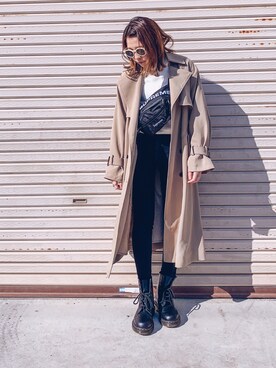 「シュプリーム」｜「アイテム（トレンチコート）」を使った、Hiromiiiさん（レディース・158cm）の春コーディネート