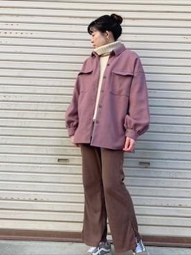 「アイテム（カバーオール、ピンク系）」を使った、Hiromiiiさん（レディース・158cm）の冬コーディネート