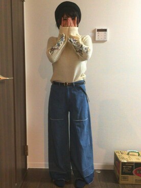 「SpRay PREMIUM（スプレイプレミアム）のアイテム（ハンチング/ベレー帽）」を使った、りーにゃんさん（レディース・162cm）の冬コーディネート