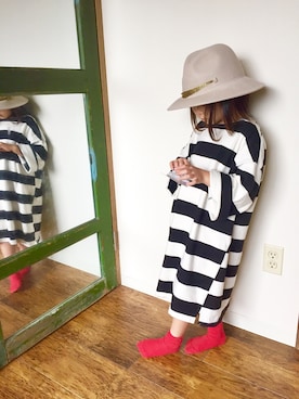 「misaharada（ミサハラダ）のアイテム」を使った、よつばと葉さん（キッズ・100cm）の冬コーディネート