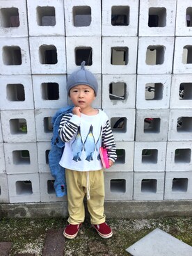 「SELECT.（セレクト）のアイテム（帽子）」を使った、よつばと葉さん（キッズ・100cm）の春コーディネート