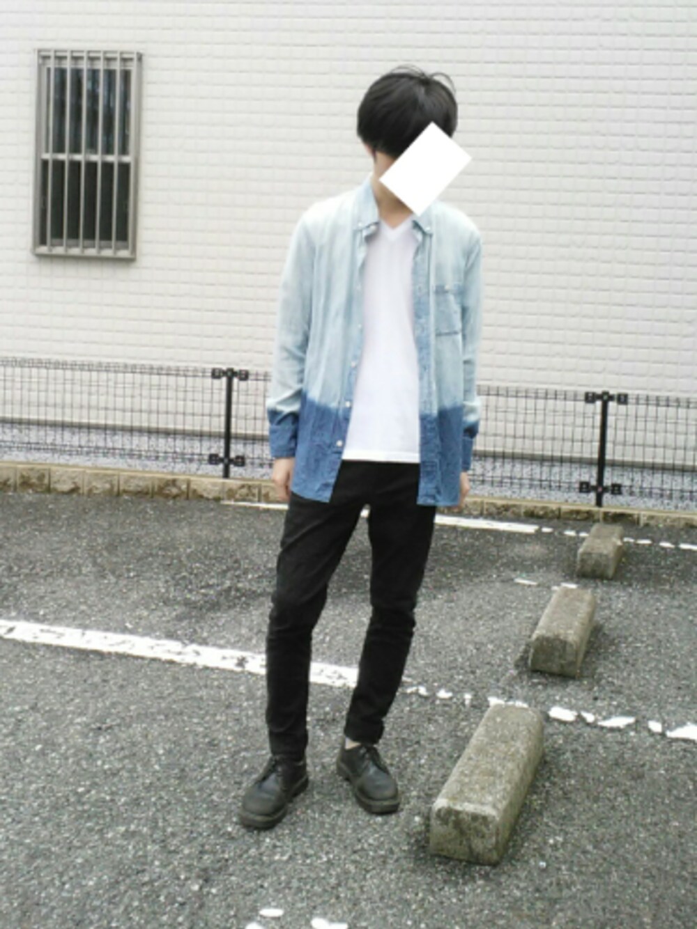 「シャツスタイル、黒スキニー、バイカラー、いいね、save、フォローお願いします🤑、LAD MUSICIAN、Dr.Martens」｜「LAD MUSICIANのLAD MUSICIAN[ラッドミュージシャン]　SLIM SLACKS（スラックス、ブラック系）」を使った、takiさん（メンズ・166cm）の秋コーディネートの1枚目の写真