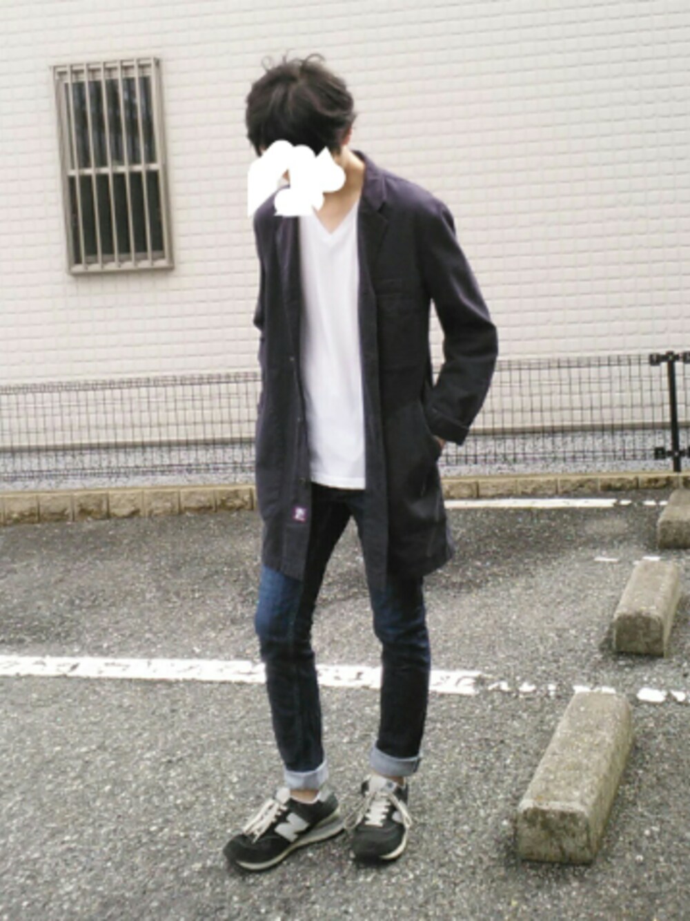 「スキニー、ニューバランス、いいね、save、フォローお願いします🤑、古着、DIET BUTCHER SLIM SKIN」｜「古着のアイテム（ジャケット/アウター、ブルー系）」を使った、takiさん（メンズ・166cm）の秋コーディネートの1枚目の写真