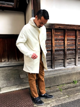 「LACOSTE（ラコステ）のアイテム（モッズコート）」を使った、yutaさん（メンズ・171cm）の冬コーディネート