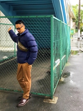 「ラコステ」｜「アイテム（ダウンジャケット/コート）」を使った、yutaさん（メンズ・171cm）の秋コーディネート