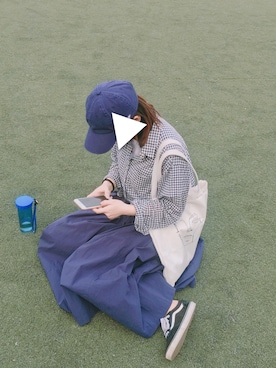 「mujiのアイテム（シャツ/ブラウス、ブルー系）」を使った、小兔老师__さん（レディース・162cm）の春コーディネート