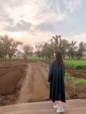 「KBF（ケイビーエフ）のヘンリーネックワンピース（ワンピース、グレー系）」を使った、ねぎさん（レディース・160cm）の冬コーディネート