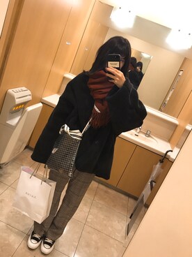 「CLANE（クラネ）のアイテム（ブルゾン）」を使った、ねぎさん（レディース・160cm）の冬コーディネート