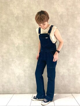 「Wrangler」｜「アイテム（オールインワン・サロペット）」を使った、ひらたさん（レディース・162cm）の夏コーディネート