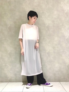 「シアーワンピース」｜「アイテム（腕時計）」を使った、ひらたさん（レディース・162cm）の夏コーディネート