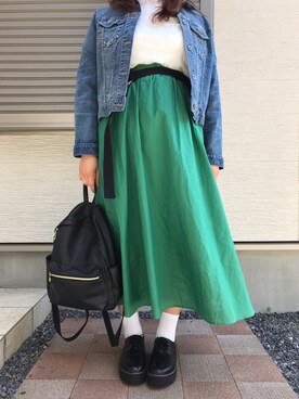 「アベイル」｜「アイテム（デニムジャケット）」を使った、あんちゃんさん（レディース・170cm）の春コーディネート