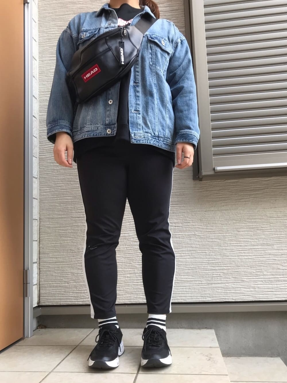 「ゴリラ女子、大柄女子、プラスサイズ、大きいサイズ、しまむら、アベイル、GU、今日のコーデ」｜「しまむらのアイテム（その他パンツ、ブラック系）」を使った、あんちゃんさん（レディース・170cm）の秋コーディネートの1枚目の写真