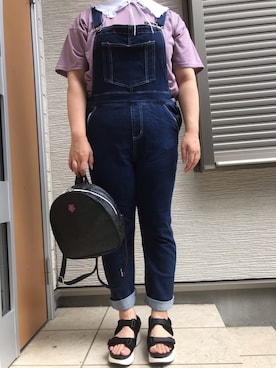 「大きいサイズ」｜「アイテム（オールインワン・サロペット）」を使った、あんちゃんさん（レディース・170cm）の夏コーディネート