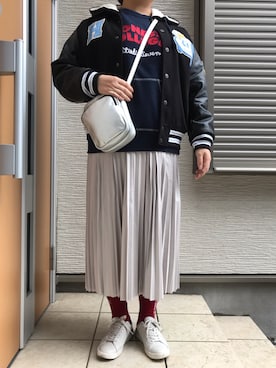 「大きいサイズ」｜「アイテム（ブルゾン）」を使った、あんちゃんさん（レディース・170cm）の冬コーディネート