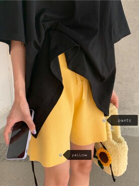 「アイテム（カーゴパンツ、イエロー系）」を使った、rouwan818さん（レディース・150cm）の春コーディネート