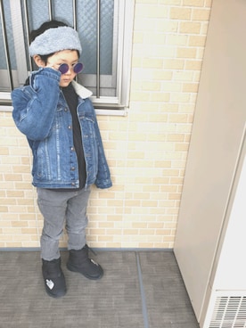 「おんなのこコーデ」｜「アイテム（デニムジャケット）」を使った、maiiii227さん（キッズ・120cm）の冬コーディネート