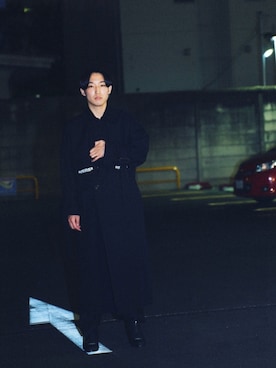 「SHAREEF（シャリーフ）のアイテム（トレンチコート）」を使った、ふくちゃんさん（メンズ・180cm）の冬コーディネート