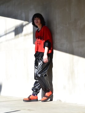 「SHAREEF（シャリーフ）のアイテム（シューズ）」を使った、ふくちゃんさん（メンズ・180cm）の春コーディネート