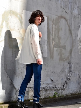 「SHAREEF（シャリーフ）のアイテム（シューズ）」を使った、ふくちゃんさん（メンズ・180cm）の春コーディネート