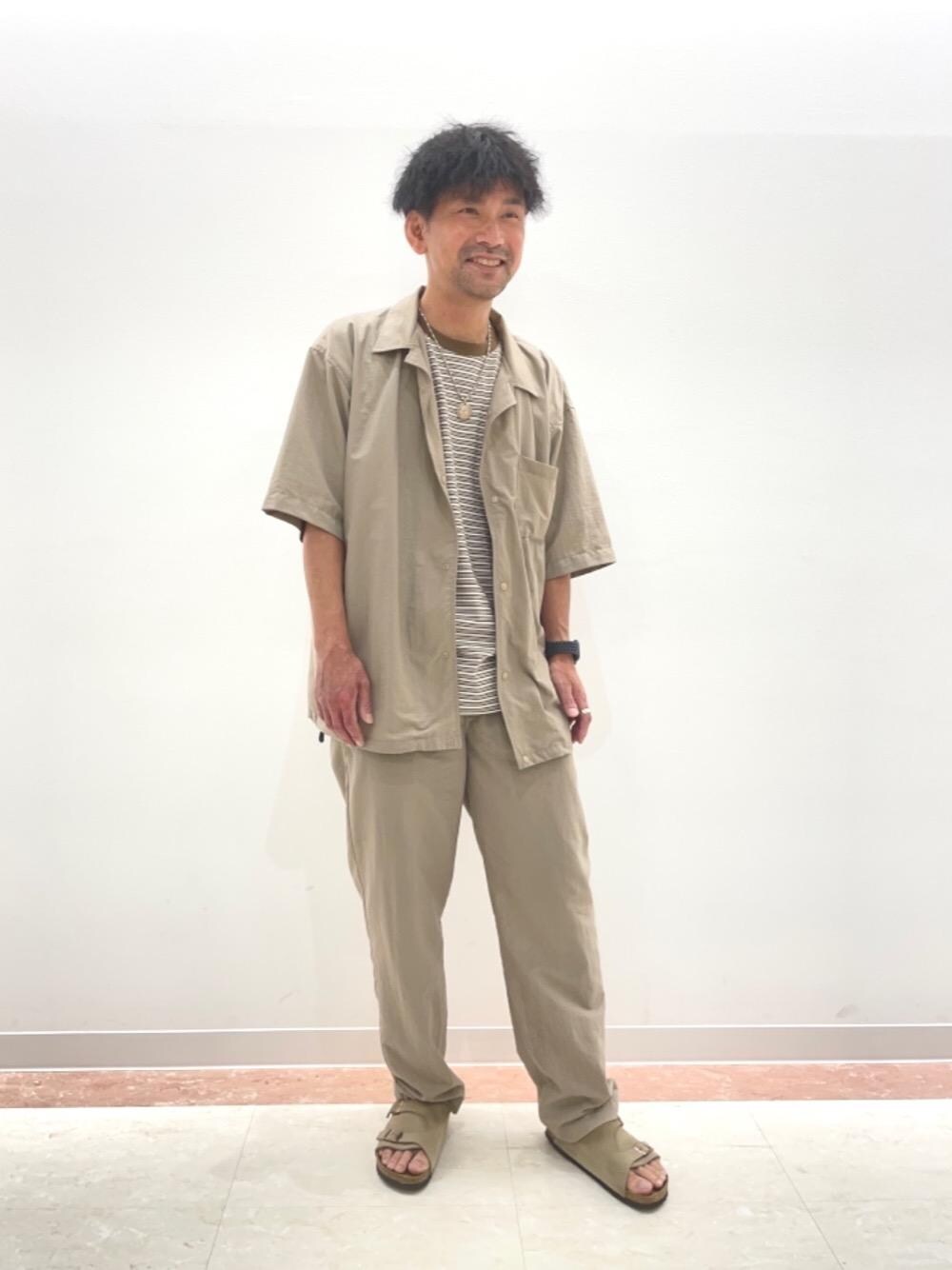 sugisugimotoさんの「ナイロンオックスオープンカラー半袖シャツ(セットアップ対応)（coen）」を使ったコーディネート