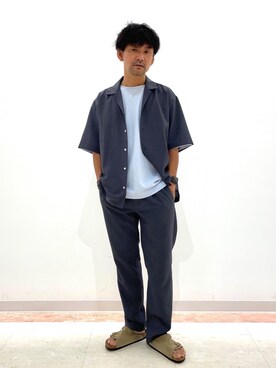 sugisugimoto使用「coen（USAコットンヘビーウェイトリラックスクルーネックTシャツ）」的時尚穿搭