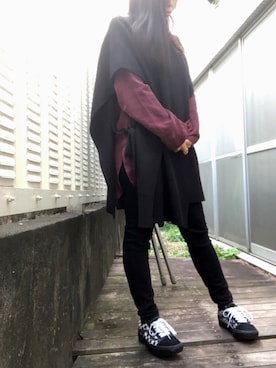 「KBF+（ケービーエフプラス）のアイテム（ポンチョ）」を使った、kana9さん（レディース・157cm）の秋コーディネート