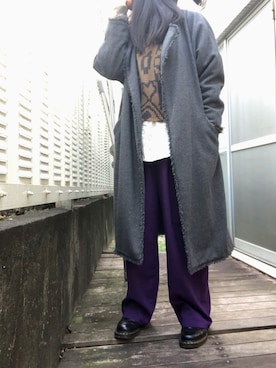 「RNA（アールエヌエー）のアイテム（ノーカラーコート）」を使った、kana9さん（レディース・157cm）の冬コーディネート