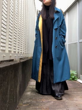 「タートルネック」｜「アイテム（ポンチョ）」を使った、kana9さん（レディース・157cm）の春コーディネート