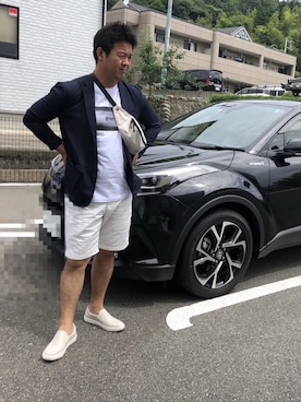 「NANO universe（ナノユニバース）のアイテム（スリッポン）」を使った、高野君さん（メンズ・175cm）の夏コーディネート