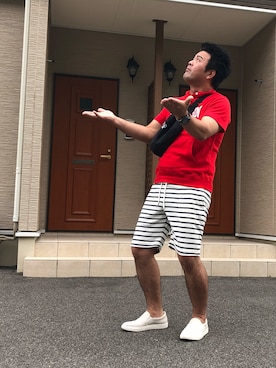 「NANO universe（ナノユニバース）のアイテム（スリッポン）」を使った、高野君さん（メンズ・175cm）の夏コーディネート