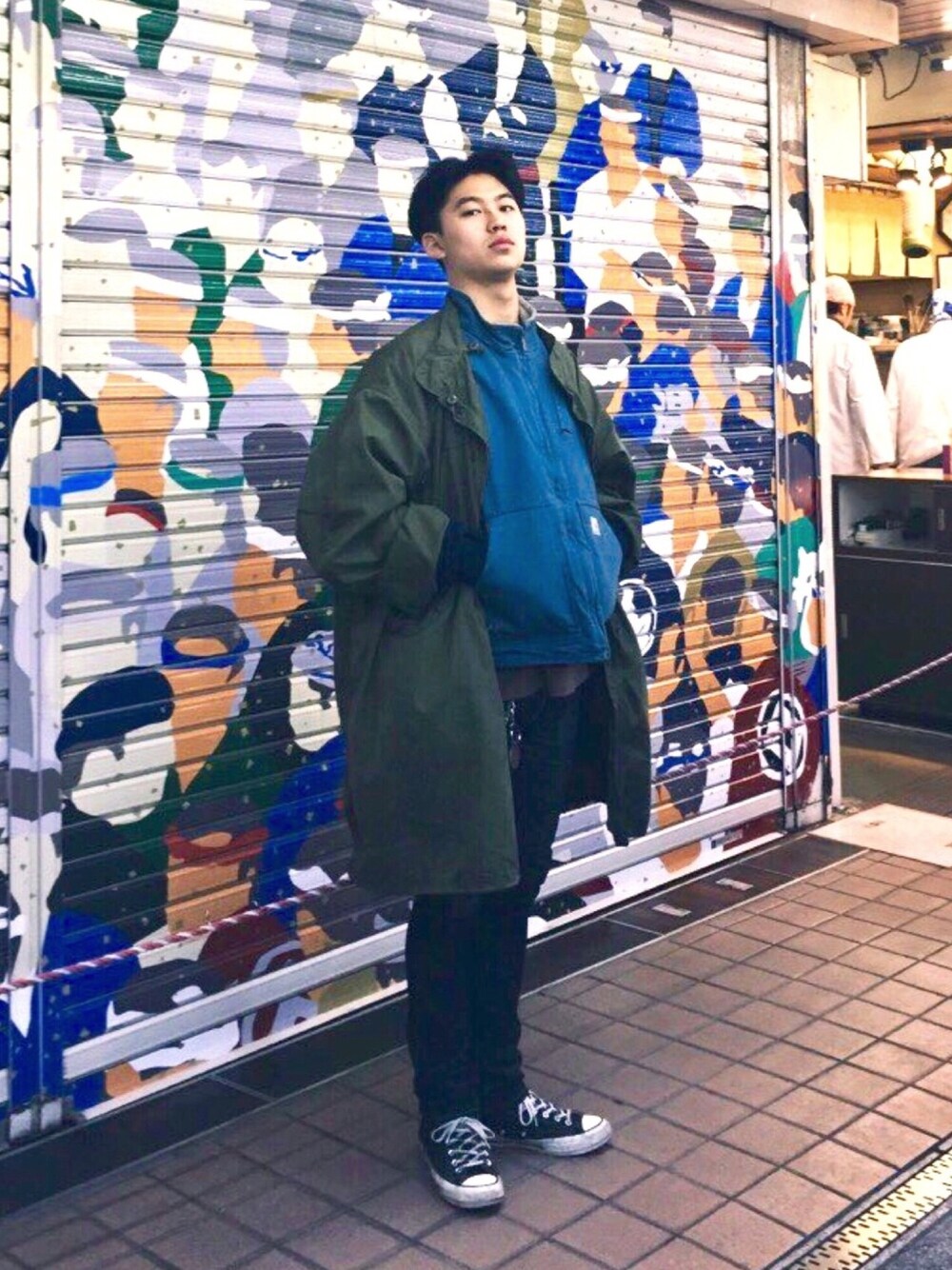 「VINTAGE、Japan、korean、korean fashion、korean風、keyring、winter、Nudiejeans、Agingccc、osaka」｜「Carhartt WIPのアイテム（ダウンベスト、グリーン系）」を使った、HHYS_404H0Tさん（メンズ・176cm）の秋コーディネートの1枚目の写真