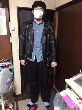 「UP START（アップスタート）のアイテム（ジャケット/アウター）」を使った、カフェ　さん（メンズ・188cm）の秋コーディネート