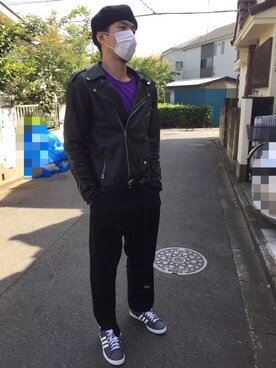 「UP START（アップスタート）のアイテム（ジャケット/アウター）」を使った、カフェ　さん（メンズ・188cm）の秋コーディネート