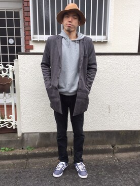「MinoriTY（マイノリティ）のアイテム（チェスターコート）」を使った、カフェ　さん（メンズ・188cm）の秋コーディネート