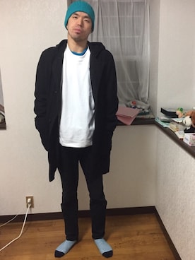 「REPIDO（リピード）のアイテム（帽子）」を使った、カフェ　さん（メンズ・188cm）の秋コーディネート