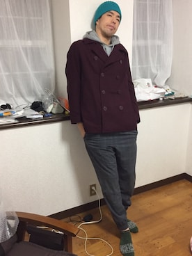 「REPIDO（リピード）のアイテム（帽子）」を使った、カフェ　さん（メンズ・188cm）の秋コーディネート