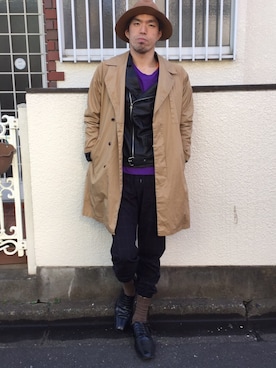 「UP START（アップスタート）のアイテム（ジャケット/アウター）」を使った、カフェ　さん（メンズ・188cm）の秋コーディネート