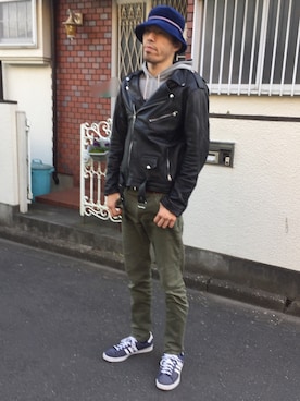 「UP START（アップスタート）のアイテム（ジャケット/アウター）」を使った、カフェ　さん（メンズ・188cm）の冬コーディネート