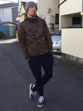 「TopIsm（トップイズム）のアイテム（ジャケット/アウター）」を使った、カフェ　さん（メンズ・188cm）の冬コーディネート