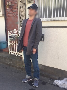 「MinoriTY（マイノリティ）のアイテム（チェスターコート）」を使った、カフェ　さん（メンズ・188cm）の冬コーディネート